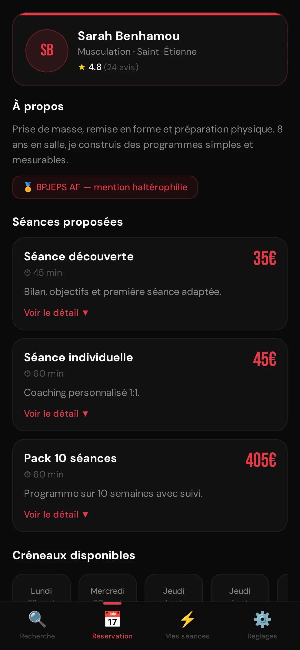 CoachMe — Une fiche coach claire