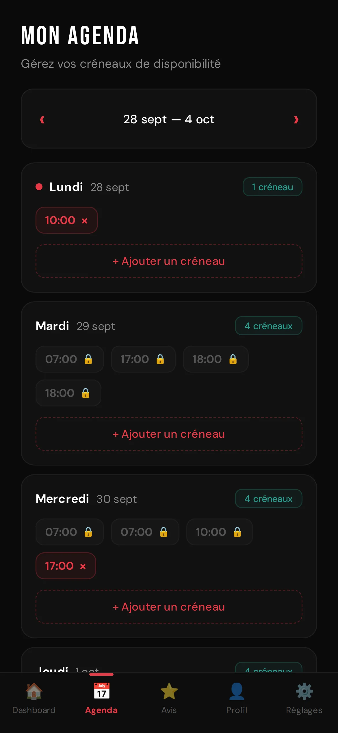 CoachMe — Un agenda de créneaux