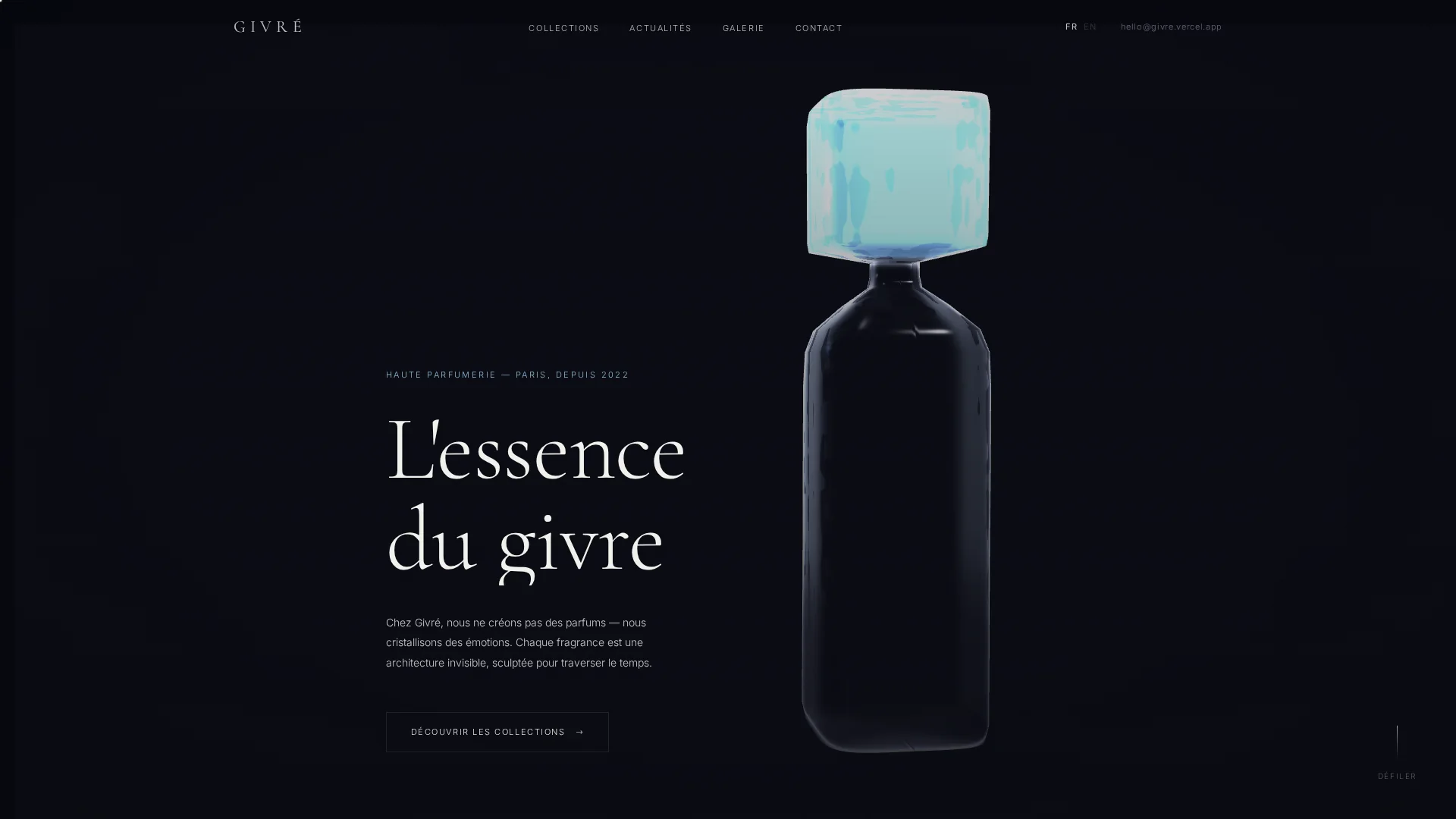 GIVRÉ — Un flacon de verre calculé en temps réel