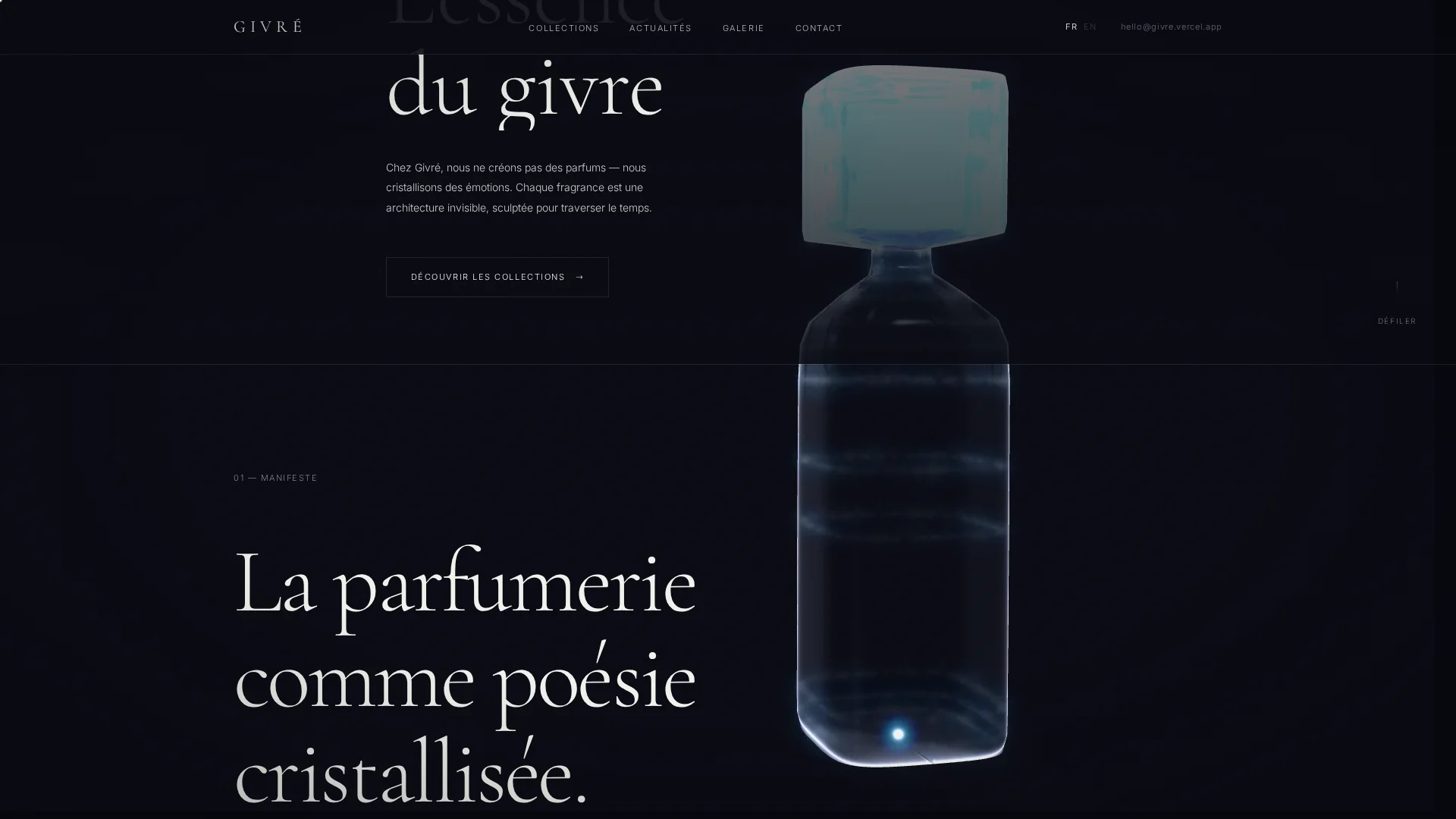 GIVRÉ — Le scroll dissout le flacon