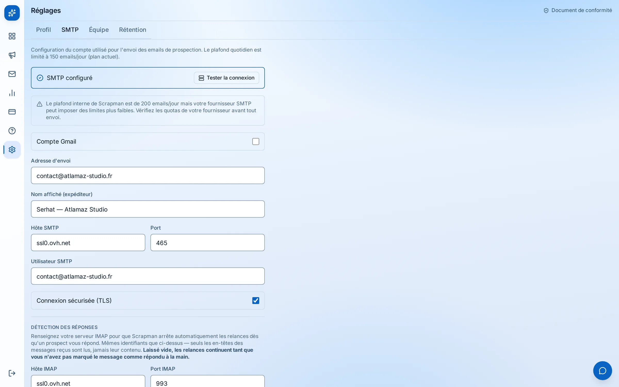 Scrapman — SMTP, IMAP et DNS vérifiés
